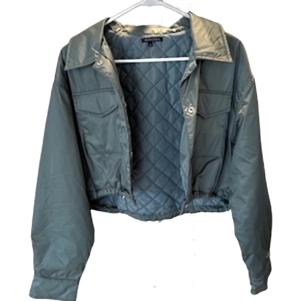 army green cropped puffer jacket